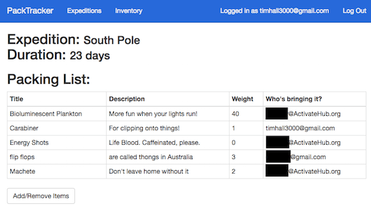 PackTracker screenshot