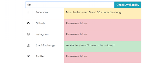 username-checker screenshot
